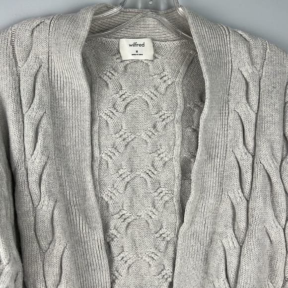 Wilfred Charlisa Merino Wool Fisherman Chunky Cable Knit Sweater Cardigan Sz M - Picture 5 of 15